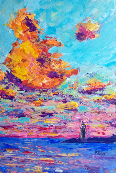 Painting titled "Azure sky" by Ksenia Tsyganyuk, Original Artwork, Acrylic