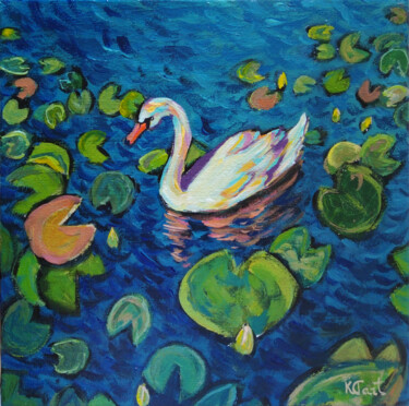 Pintura intitulada "Grace Lake. Water l…" por Ksenia Tsyganyuk, Obras de arte originais, Acrílico
