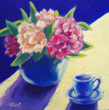 Malerei mit dem Titel "Hedonism. Peony flo…" von Ksenia Tsyganyuk, Original-Kunstwerk, Acryl