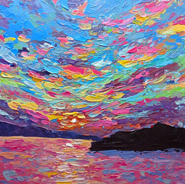 Картина под названием "Candy sky" - Ksenia Tsyganyuk, Подлинное произведение искусства, Акрил