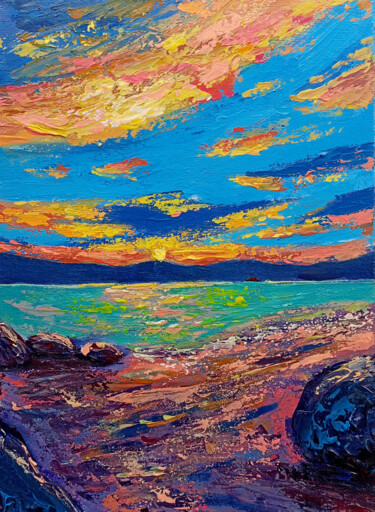 Malarstwo zatytułowany „Sunset magic. Sunse…” autorstwa Ksenia Tsyganyuk, Oryginalna praca, Akryl
