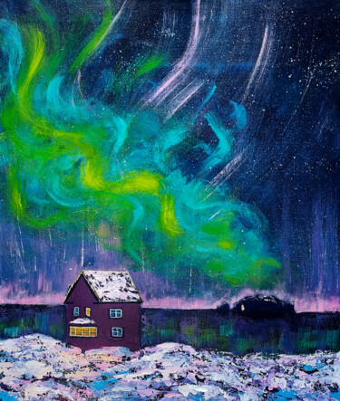 Peinture intitulée "Aurora Borealis. No…" par Ksenia Tsyganyuk, Œuvre d'art originale, Acrylique Monté sur Châssis en bois