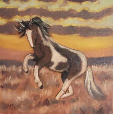 Schilderij getiteld "Horse. Animal Portr…" door Ksenia Tsyganyuk, Origineel Kunstwerk, Olie Gemonteerd op Karton