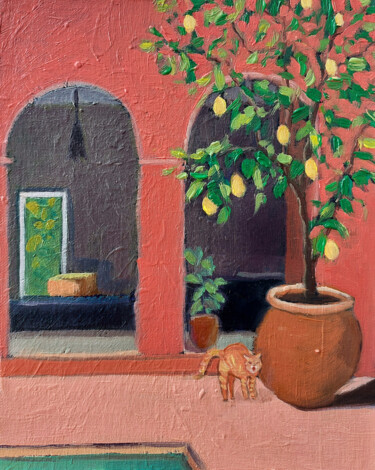 Pintura intitulada "Enjoying the Marrak…" por Ksenia Tsyganyuk, Obras de arte originais, Óleo Montado em Cartão