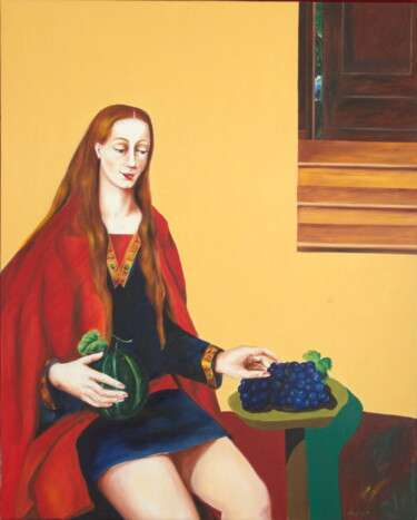Pintura intitulada "Les longues confide…" por Ksenia Milicevic, Obras de arte originais, Óleo Montado em Armação em madeira