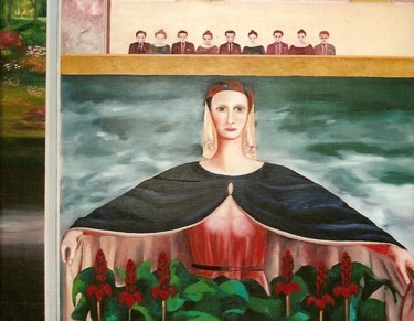 Peinture intitulée "La fausse tentation" par Ksenia Milicevic, Œuvre d'art originale, Huile Monté sur Châssis en bois