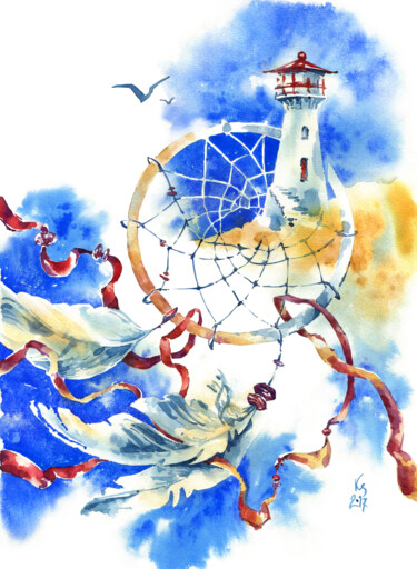 绘画 标题为“Song of the sea” 由Ksenia Selianko, 原创艺术品, 水彩