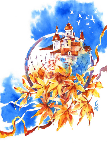 Malerei mit dem Titel "Autumn" von Ksenia Selianko, Original-Kunstwerk, Aquarell