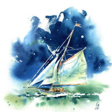 Peinture intitulée "Fair wind to our sa…" par Ksenia Selianko, Œuvre d'art originale, Aquarelle