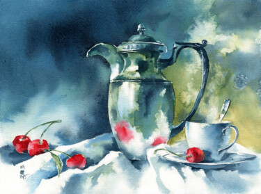 Malerei mit dem Titel "Summer still life w…" von Ksenia Selianko, Original-Kunstwerk, Aquarell