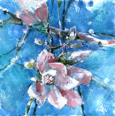 Schilderij getiteld ""Blossoming Magnoli…" door Ksenia Selianko, Origineel Kunstwerk, Gouache