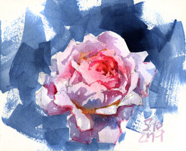 Painting titled ""Space rose"" by Ksenia Selianko, Original Artwork, Watercolor