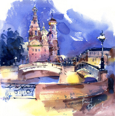 Peinture intitulée ""St. Petersburg. Ev…" par Ksenia Selianko, Œuvre d'art originale, Aquarelle