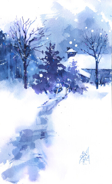 Painting titled ""Let's go listen to…" by Ksenia Selianko, Original Artwork, Watercolor