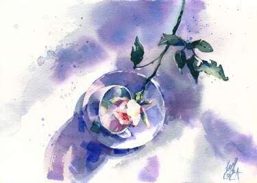 Painting titled ""Moonlight Tea Part…" by Ksenia Selianko, Original Artwork, Watercolor