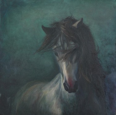 Schilderij getiteld "HORSE I. ANIMALISTI…" door Ksenia Shilova, Origineel Kunstwerk, Olie