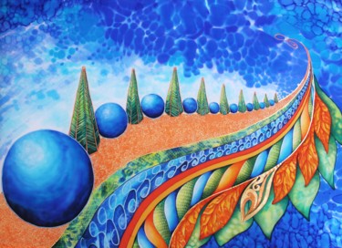 My way in alternative reality Art textile intitulée "My way in alternati…" par Ksenia Lisitsyna, Œuvre d'art originale, Tissu