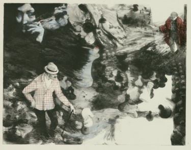 Incisioni, stampe intitolato "Черно-белое дыхание…" da Ksenia Avramova, Opera d'arte originale, Litografia