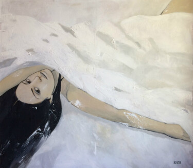 Painting titled "winter dream" by Kseniia Berestova, Original Artwork, Oil Mounted on Wood Stretcher frame