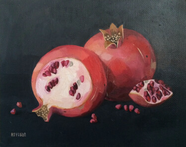 Schilderij getiteld "Pomegranates. Decem…" door Kseniia Berestova, Origineel Kunstwerk, Olie Gemonteerd op Frame voor houten…