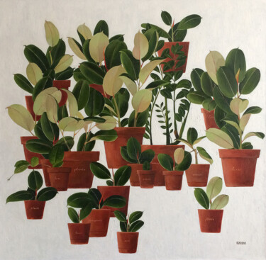 Painting titled "Houseplants. Ficus" by Kseniia Berestova, Original Artwork, Oil