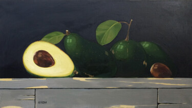 Peinture intitulée "5 avocado" par Kseniia Berestova, Œuvre d'art originale, Huile Monté sur Châssis en bois