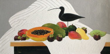 Peinture intitulée "Fruit for breakfast." par Kseniia Berestova, Œuvre d'art originale, Huile Monté sur Châssis en bois