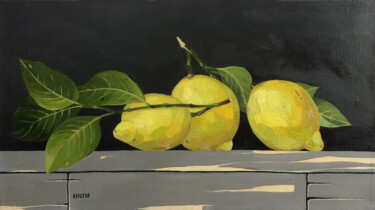 Картина под названием "Lemon" - Ксения Берестова, Подлинное произведение искусства, Масло Установлен на Деревянная рама для…