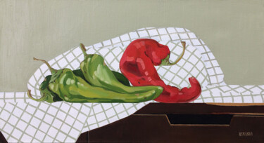 Painting titled "Add pepper" by Kseniia Berestova, Original Artwork, Oil Mounted on Wood Stretcher frame