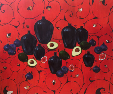 Schilderij getiteld "Figs, avocados and…" door Kseniia Berestova, Origineel Kunstwerk, Olie