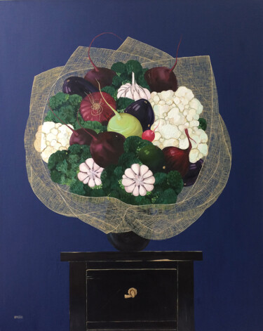 Malerei mit dem Titel "vegetable bouquet" von Kseniia Berestova, Original-Kunstwerk, Öl