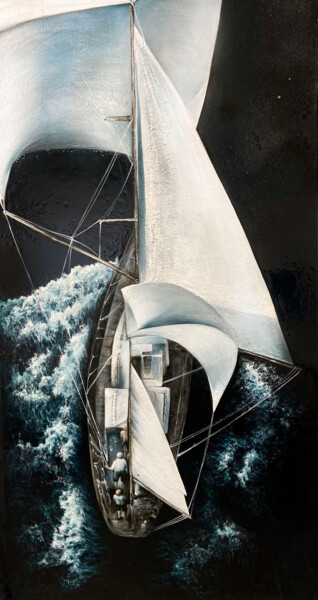 Painting titled "sails of opportunity" by Kseniia Eliseeva, Original Artwork, Acrylic Mounted on Aluminium