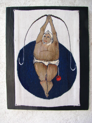 Textile Art titled "повисла" by Kseniia Hopko, Original Artwork, Tapestry Mounted on Wood Panel