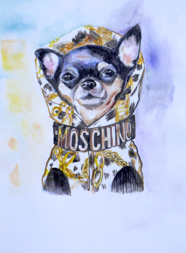 Ζωγραφική με τίτλο "Fashion puppi Mosch…" από Kseniya Lia, Αυθεντικά έργα τέχνης, Ακουαρέλα