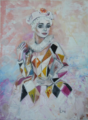 Картина под названием "colombina" - Kseniya Lia, Подлинное произведение искусства, Масло