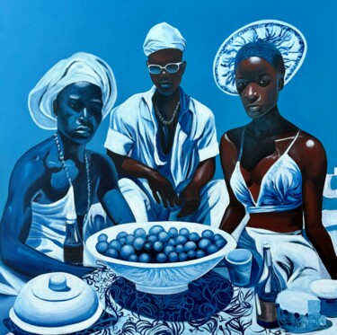 Картина под названием "Blue VR790" - Kseniya Rai, Подлинное произведение искусства, Масло Установлен на Деревянная рама для…