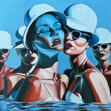 Schilderij getiteld "Blue VR780" door Kseniya Rai, Origineel Kunstwerk, Olie Gemonteerd op Frame voor houten brancard