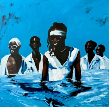 Peinture intitulée "Blue Vr785" par Kseniya Rai, Œuvre d'art originale, Huile Monté sur Châssis en bois