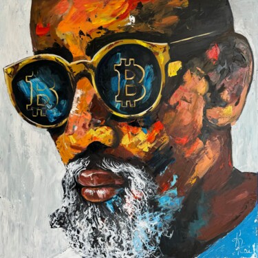 Malerei mit dem Titel "Bitcoin X1010" von Kseniya Rai, Original-Kunstwerk, Öl