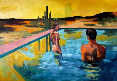 Картина под названием "You&me on the sunset" - Kseniya Rai, Подлинное произведение искусства, Масло