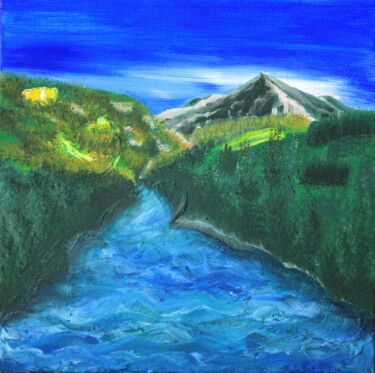 Malerei mit dem Titel "Acrylic Alps landsc…" von Kseniya Redina, Original-Kunstwerk, Acryl
