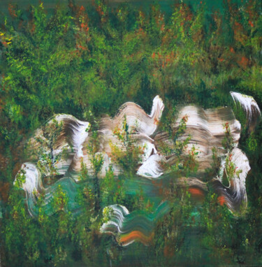 Pintura intitulada "Green nature Alps R…" por Kseniya Redina, Obras de arte originais, Acrílico