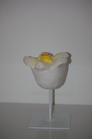 Sculpture titled "White Bud" by Kseniya Redina, Original Artwork, Concrete