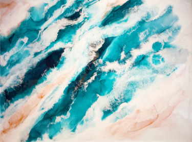 Peinture intitulée "Coast of dreams - A…" par Kseniya Sergyeyeva, Œuvre d'art originale, Encre