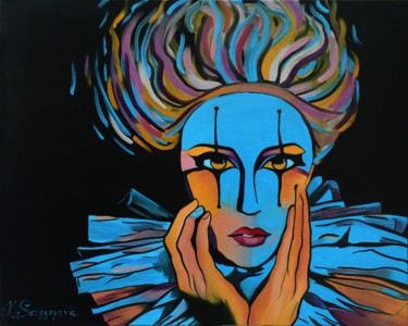 Картина под названием "Clown - popart pain…" - Kseniya Sergyeyeva, Подлинное произведение искусства, Масло Установлен на Дер…