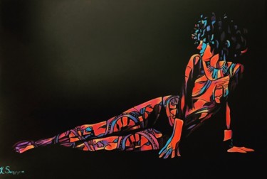 Картина под названием "Tattoo - popart pai…" - Kseniya Sergyeyeva, Подлинное произведение искусства, Акрил Установлен на Дер…