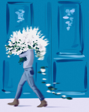 Digital Arts titled "With a bouquet to a…" by Kseniya Sketch, Original Artwork, Digital Painting