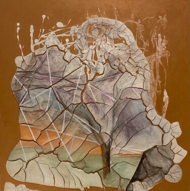 Peinture intitulée "Golden Landscape" par Kseniya Oudenot, Œuvre d'art originale, Acrylique