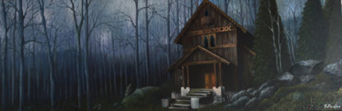 Painting titled "The house with secr…" by Ksenya Morozova, Original Artwork, Oil Mounted on Wood Stretcher frame