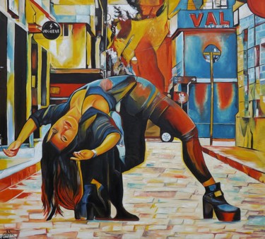 Schilderij getiteld "Violeta Videla Dorna" door Ks Green, Origineel Kunstwerk, Olie Gemonteerd op Houten paneel